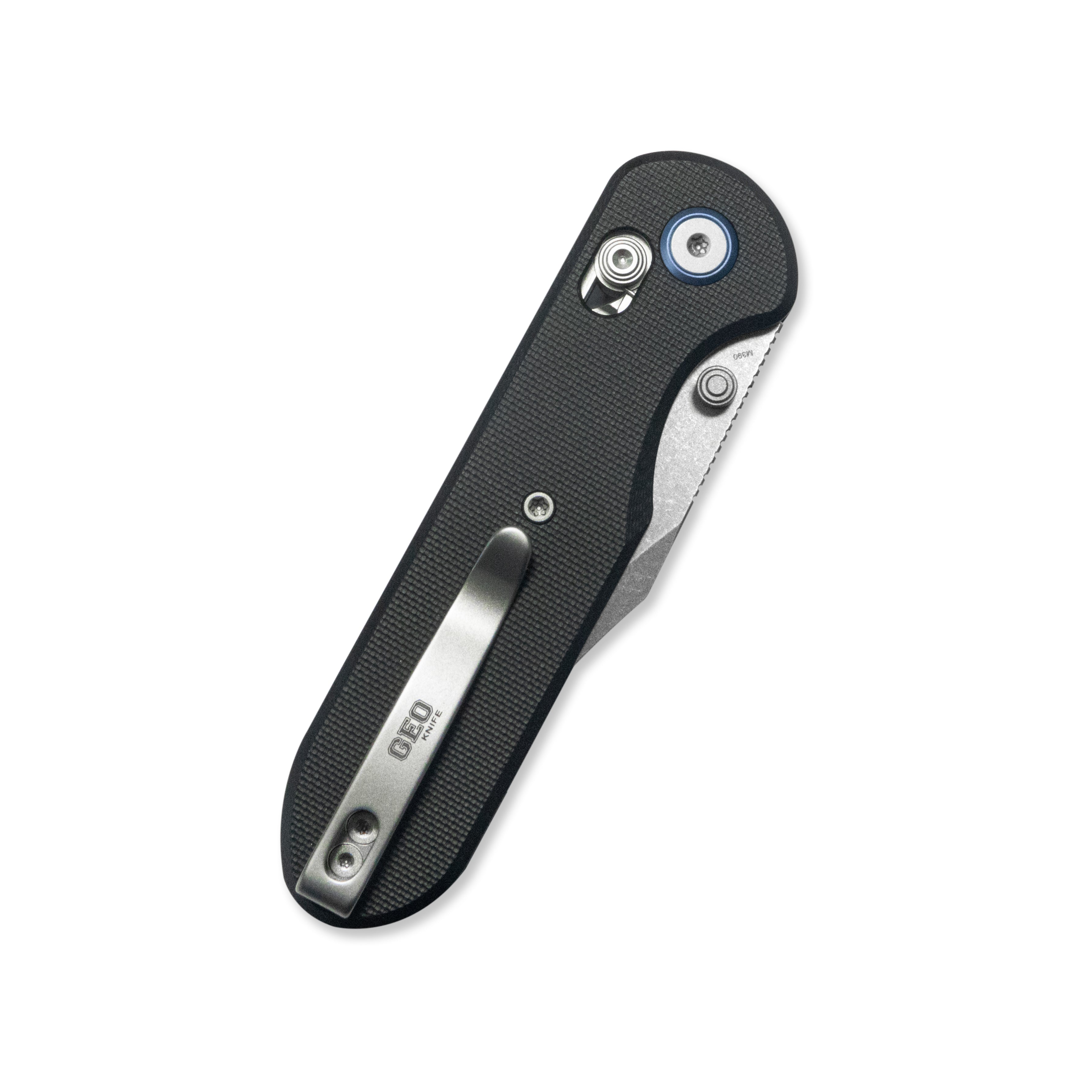 Geo knife Ethereal Cutter Axis lock Folding Knife Black G10 Handle 3.0" Stonewash Bohler M390 Blade GEO2401F