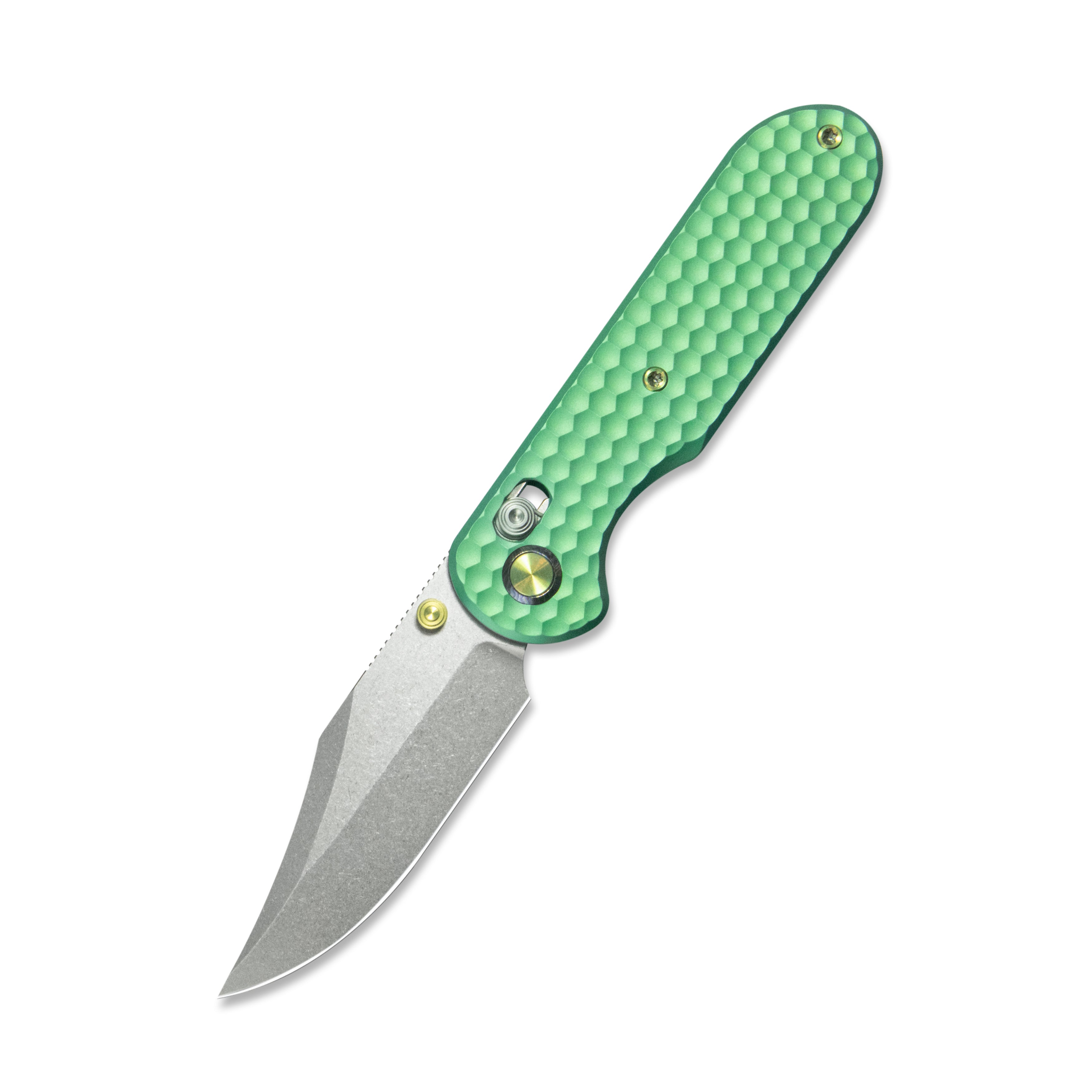 Geo knife Ethereal Cutter Axis lock Folding Knife Green 6AL4V Titanium Handle 3.0" Stonewash Bohler M390 Blade GEO2401H