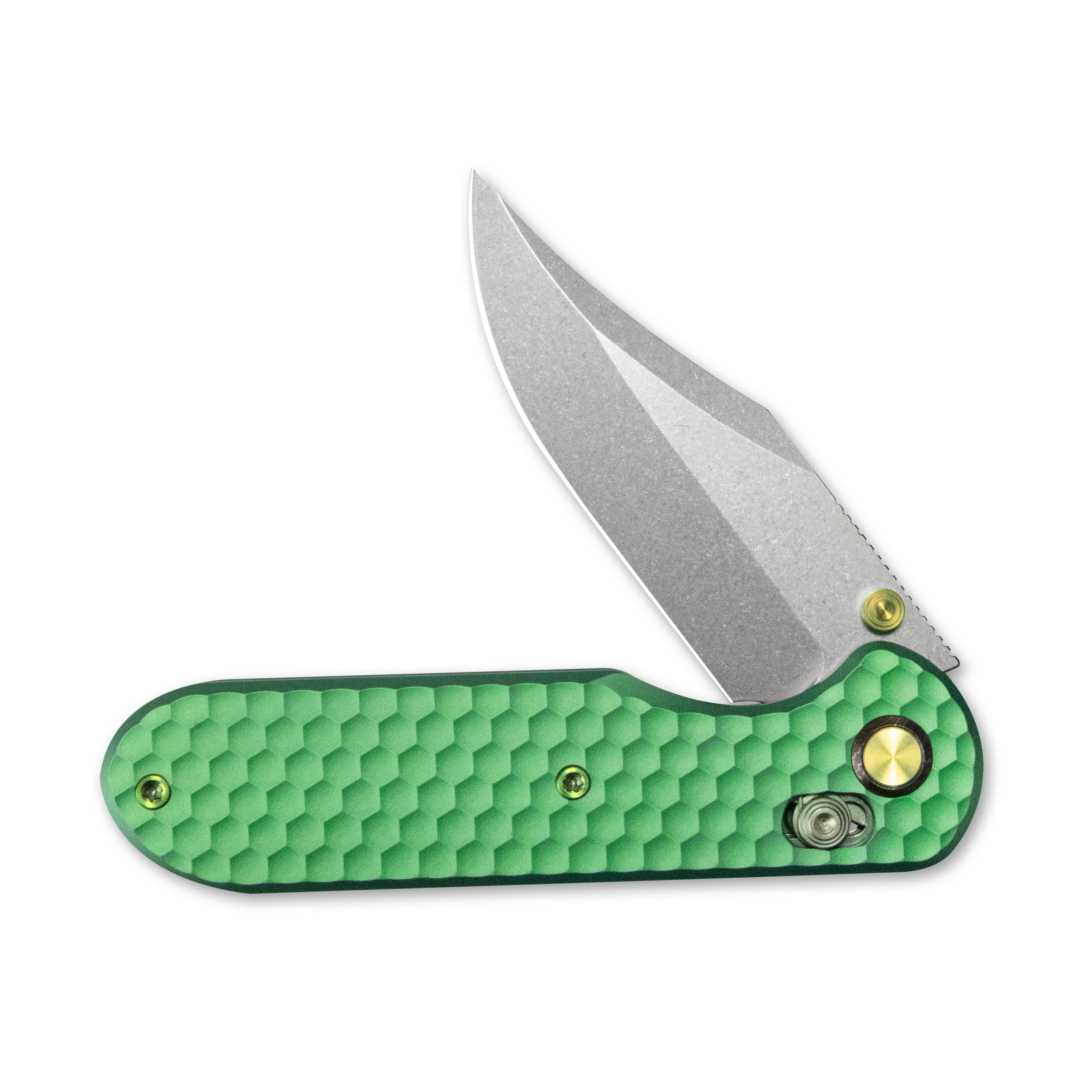 Geo knife Ethereal Cutter Axis lock Folding Knife Green 6AL4V Titanium Handle 3.0" Stonewash Bohler M390 Blade GEO2401H