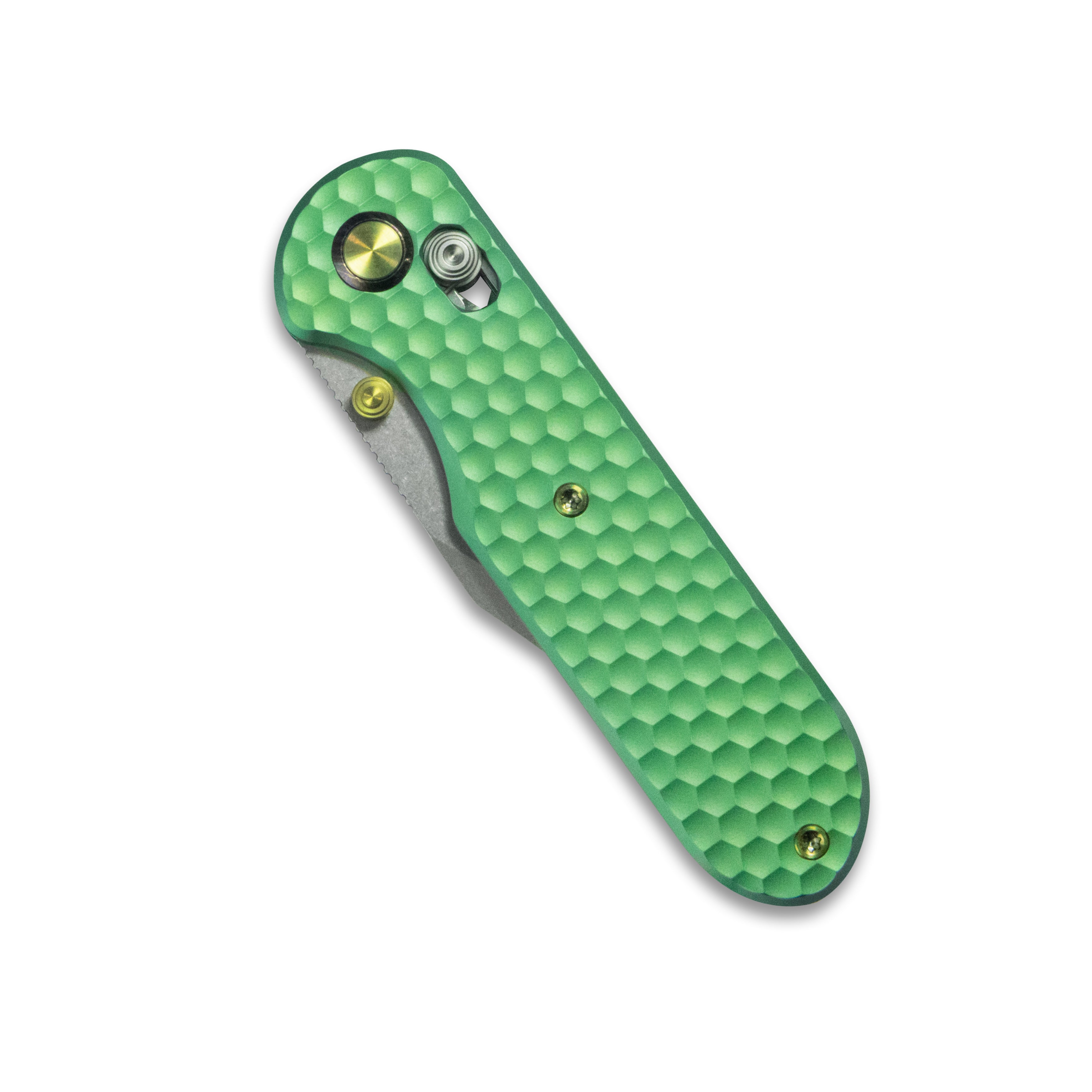 Geo knife Ethereal Cutter Axis lock Folding Knife Green 6AL4V Titanium Handle 3.0" Stonewash Bohler M390 Blade GEO2401H