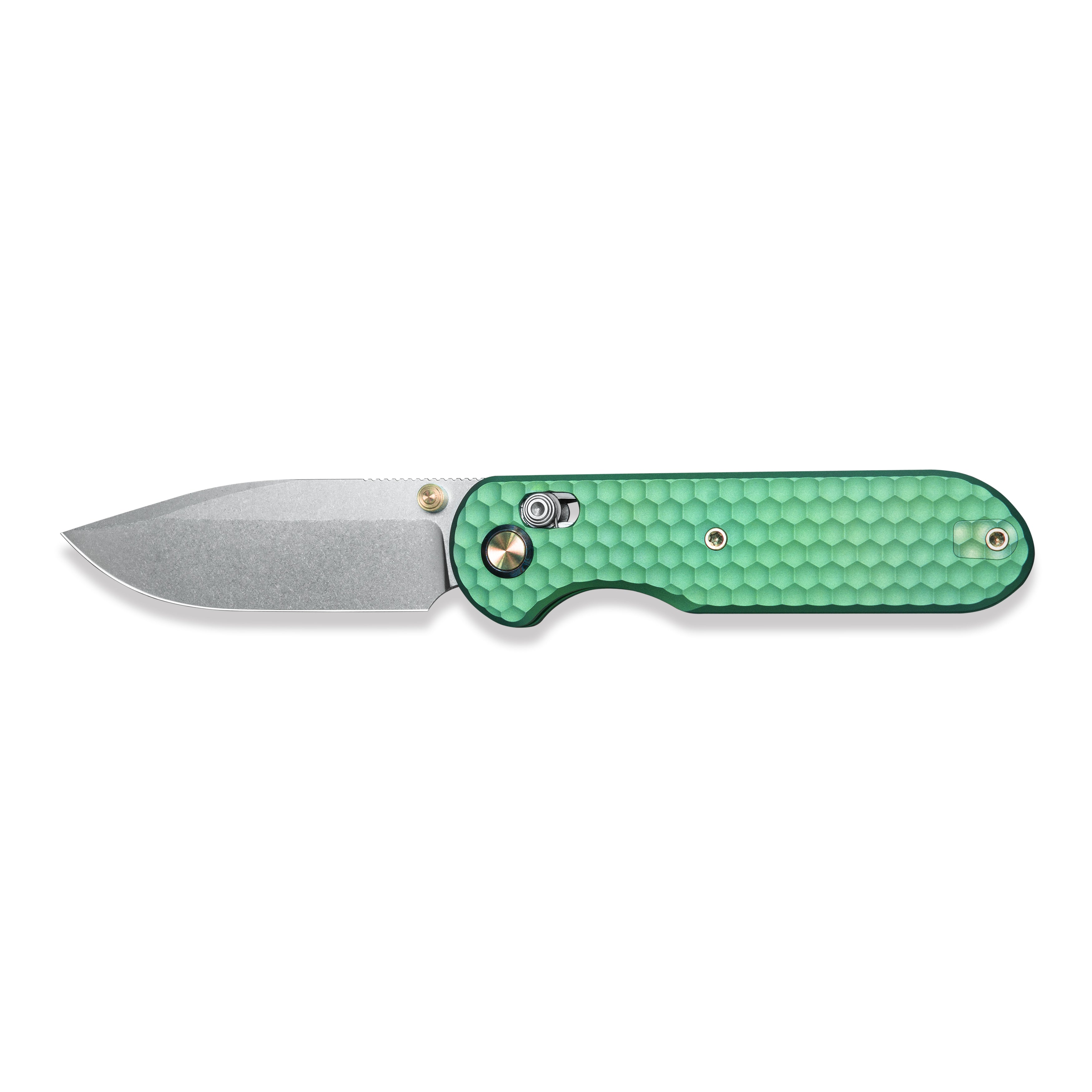 Geo knife Ethereal Cutter Axis lock Folding Knife Green 6AL4V Titanium Handle 3.0" Stonewash Bohler M390 Blade GEO2402H