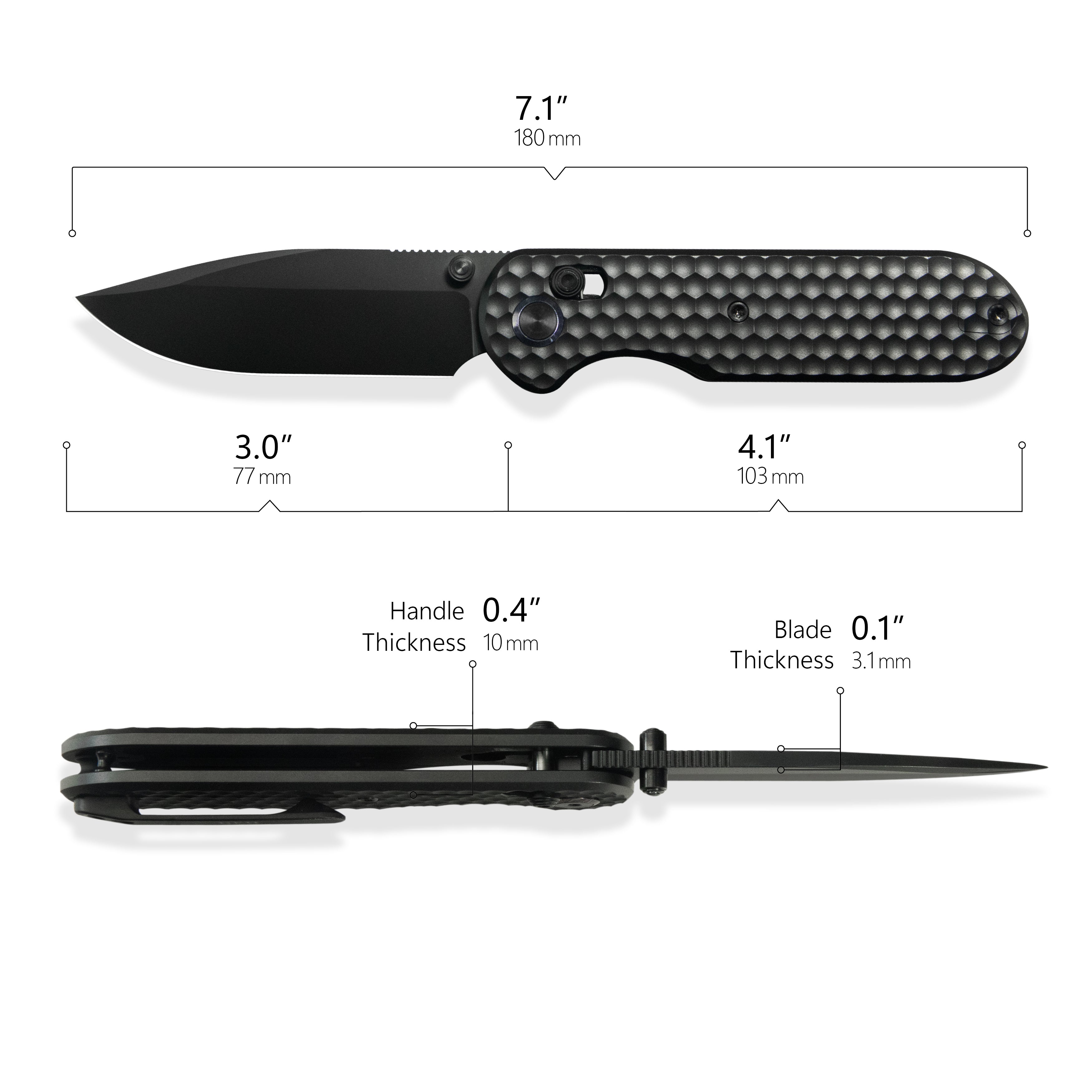 Geo knife Ethereal Cutter Axis lock Folding Knife Black 6AL4V Titanium Handle 3.0" Black DLC  Bohler M390 Blade GEO2402D