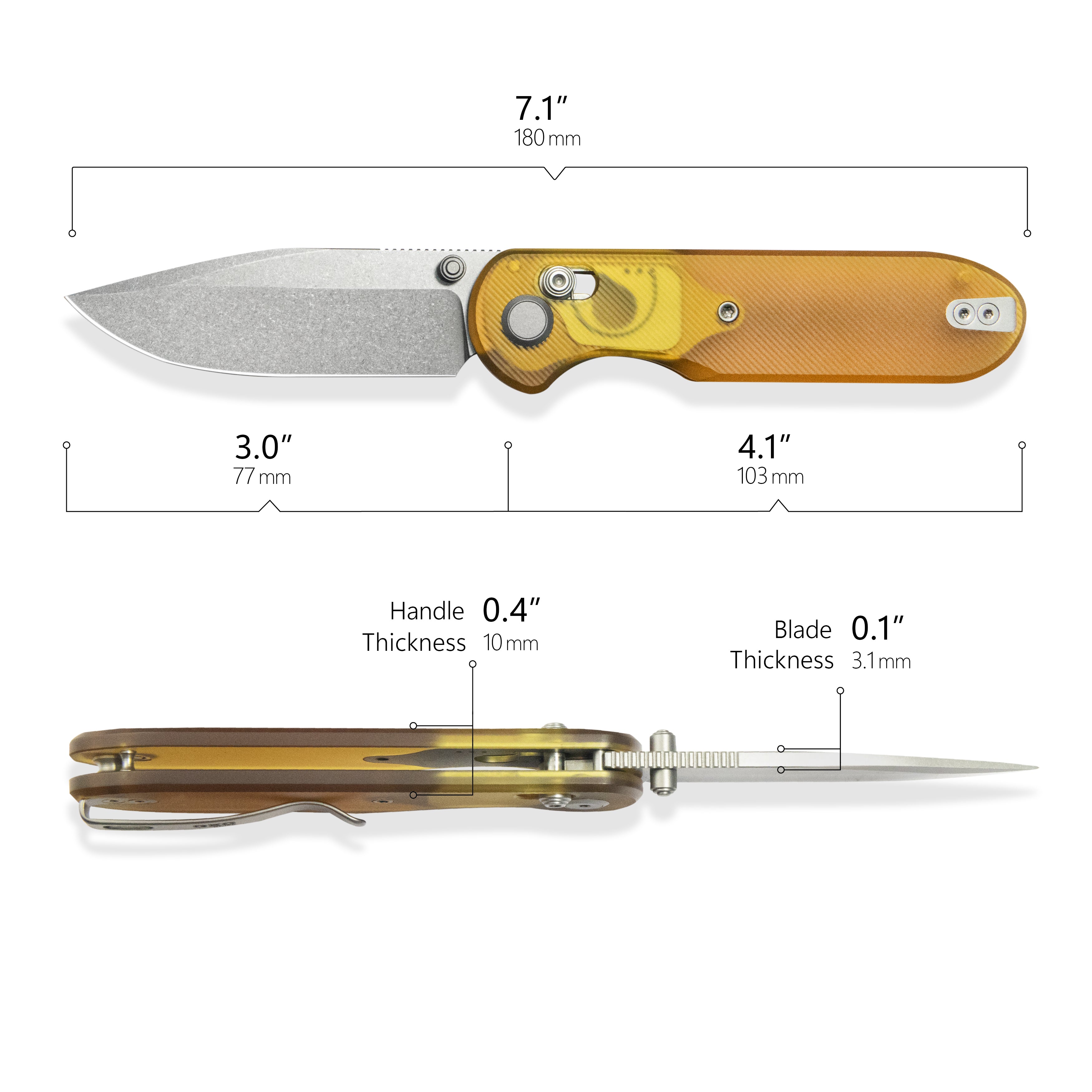 Geo knife Ethereal Cutter Axis lock Folding Knife Ultem Handle 3.0" Stonewash Bohler M390 Blade GEO2402E