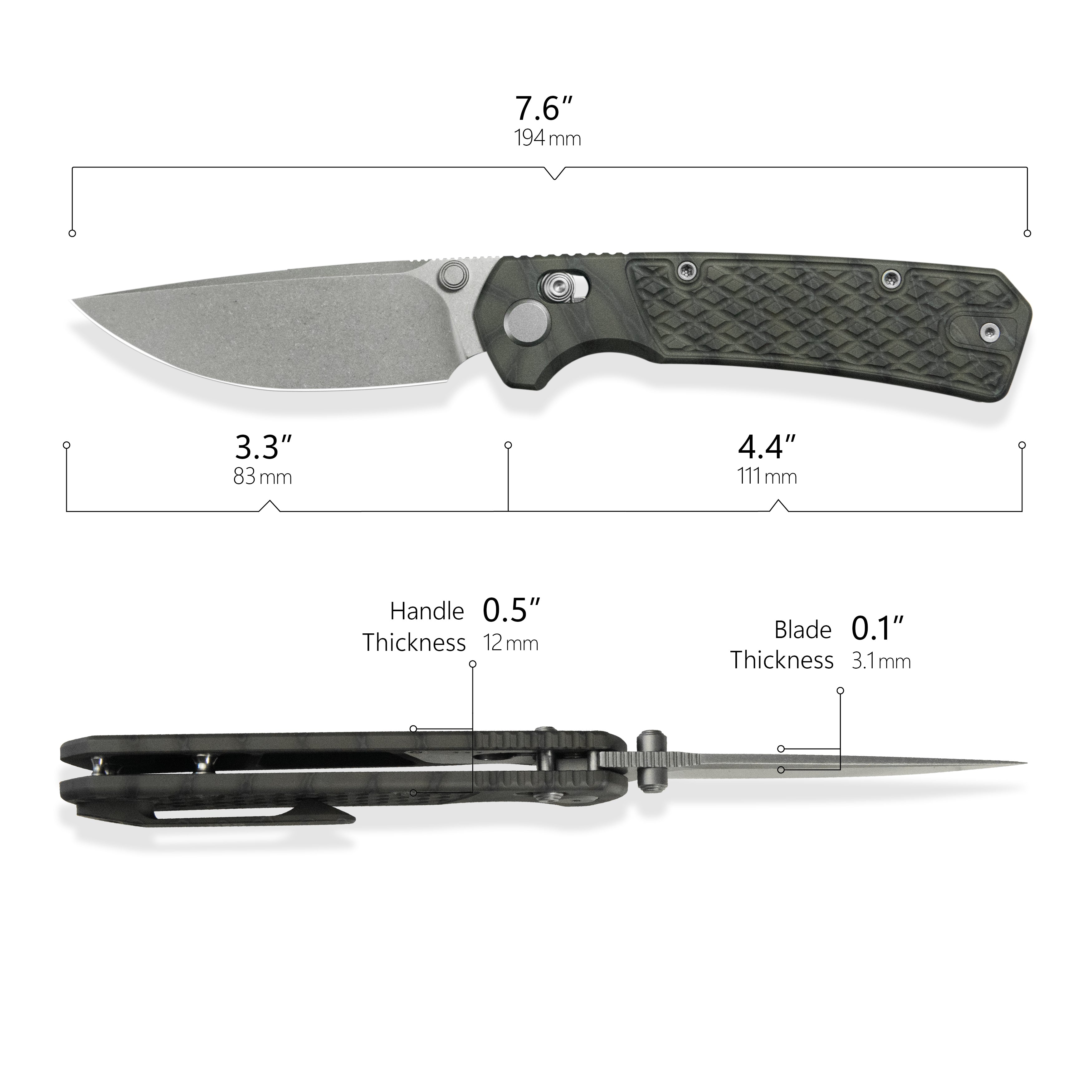 Geo knife Blaze Axis lock Folding Knife Tiger Stripe Pattern Flamed  6AL4V Titanium Handle 3.4" Stonewash Bohler M390 Blade GEO2502C