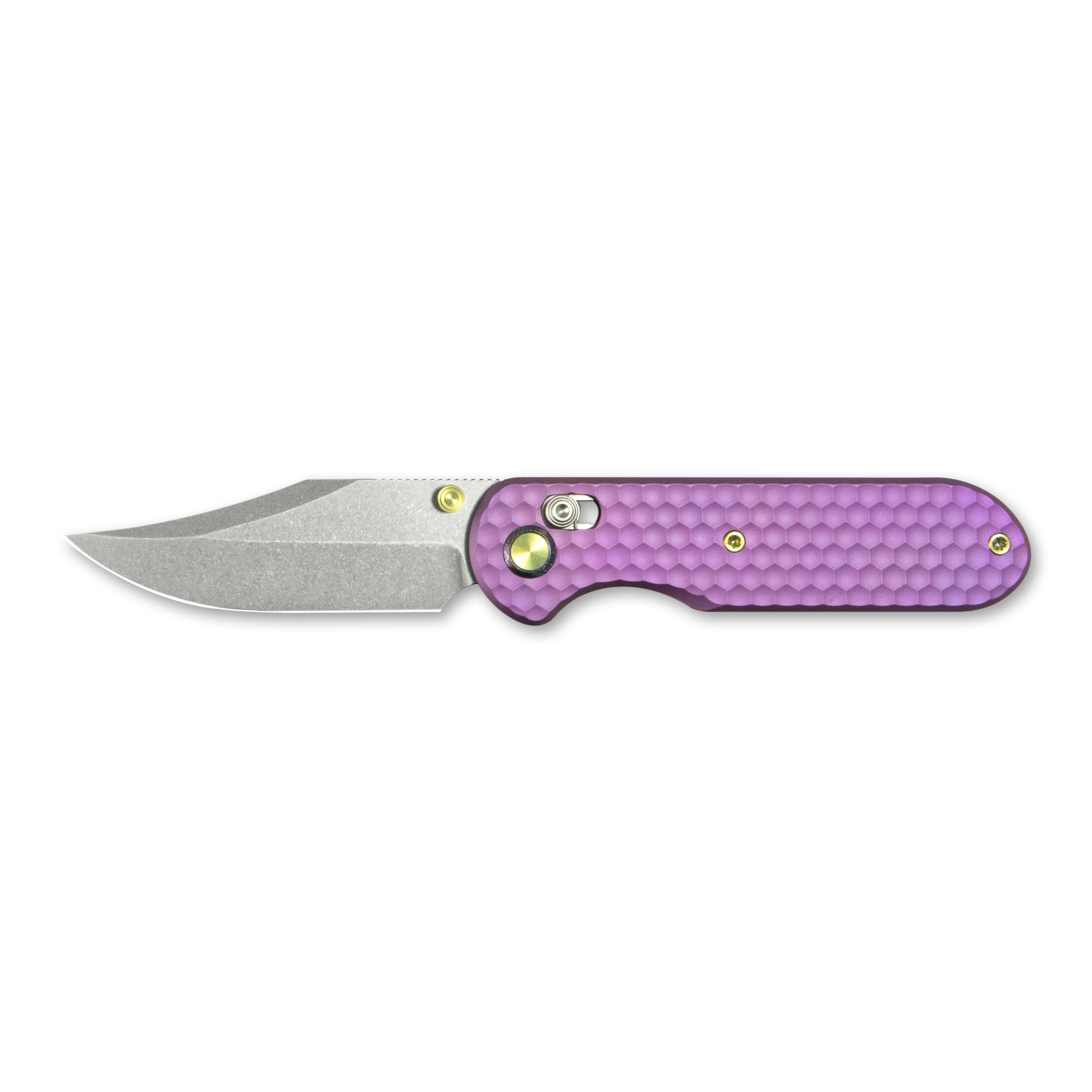Geo knife Ethereal Cutter Axis lock Folding Knife Purple 6AL4V Titanium Handle 3.0" Stonewash Bohler M390 Blade GEO2401I