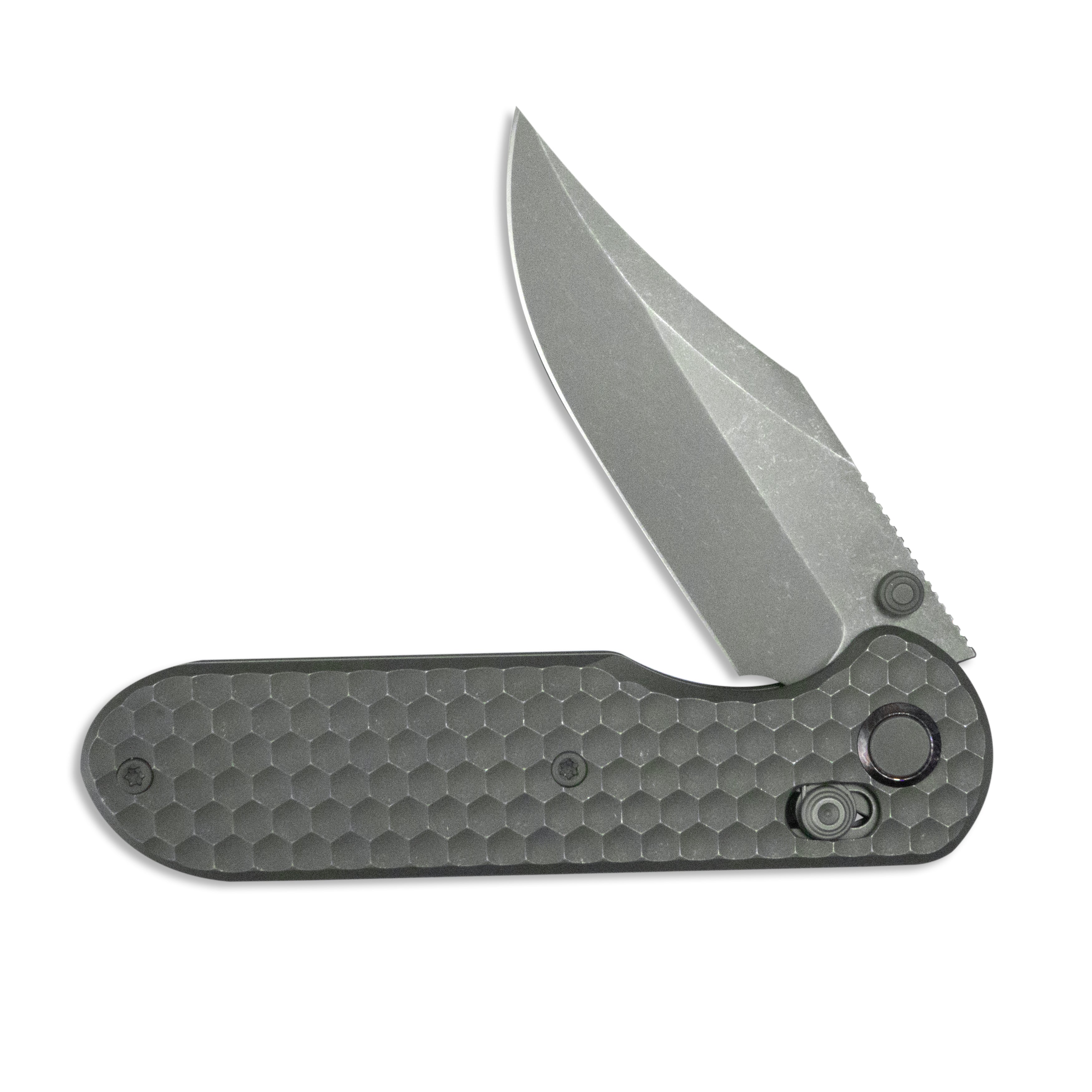 Geo knife Ethereal Cutter Axis lock Folding Knife Gray 6AL4V Titanium Handle 3.0" Darkwash Bohler M390 Blade GEO2401C