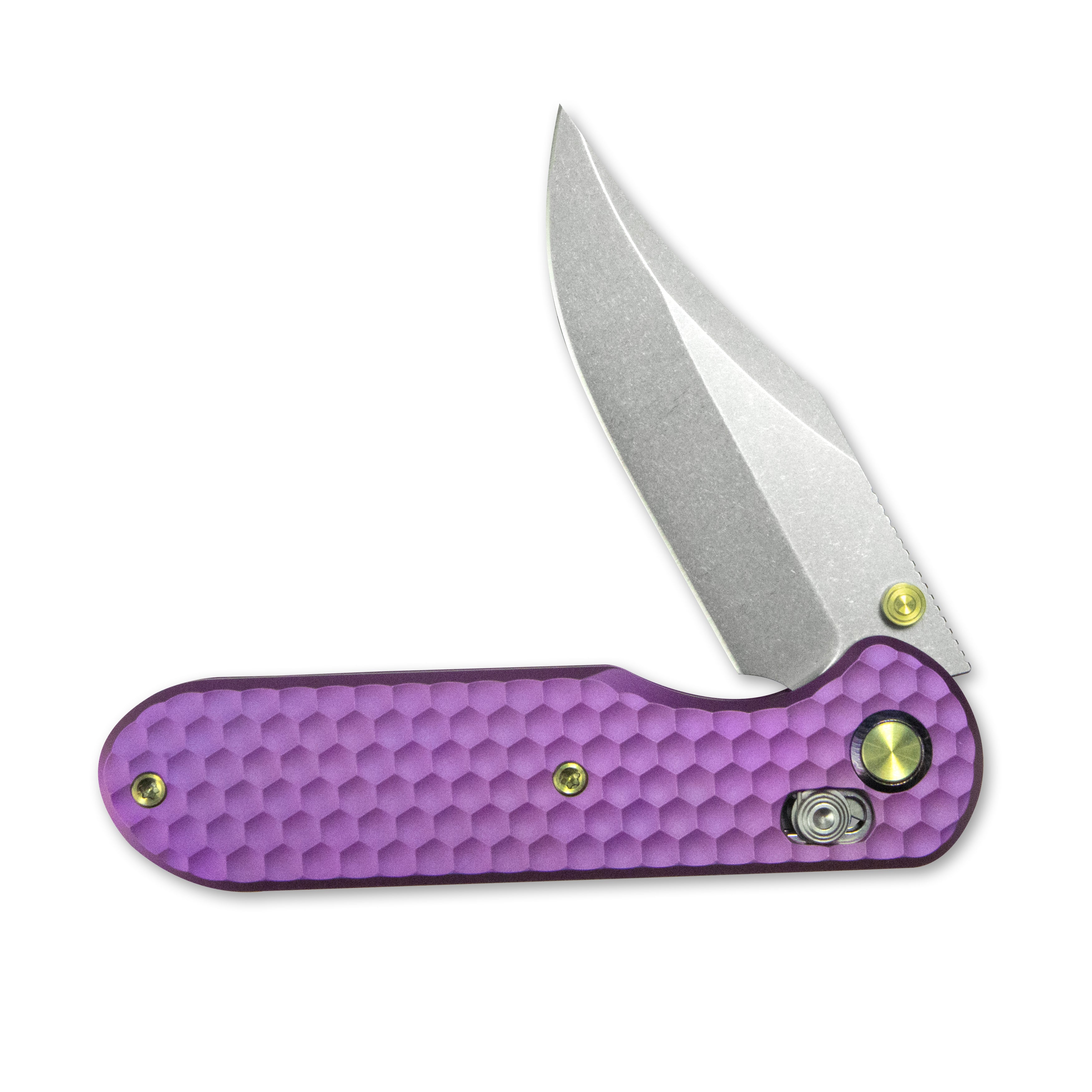 Geo knife Ethereal Cutter Axis lock Folding Knife Purple 6AL4V Titanium Handle 3.0" Stonewash Bohler M390 Blade GEO2401I