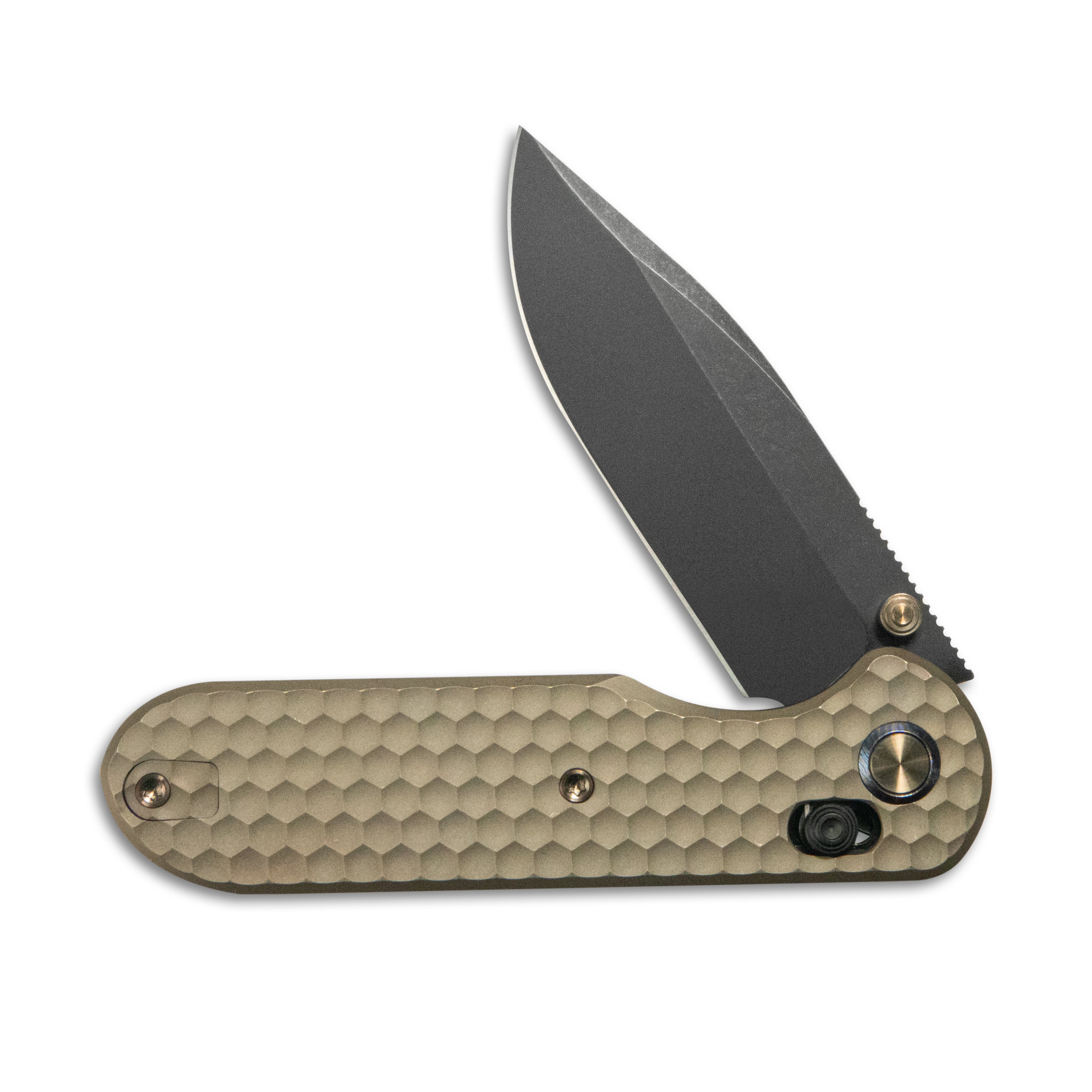 Geo knife Ethereal Cutter Axis Lock Folding Knife Bronze 6AL4V Titanium Handle 3.0" Blackwash Bohler M390 Blade  GEO2402B