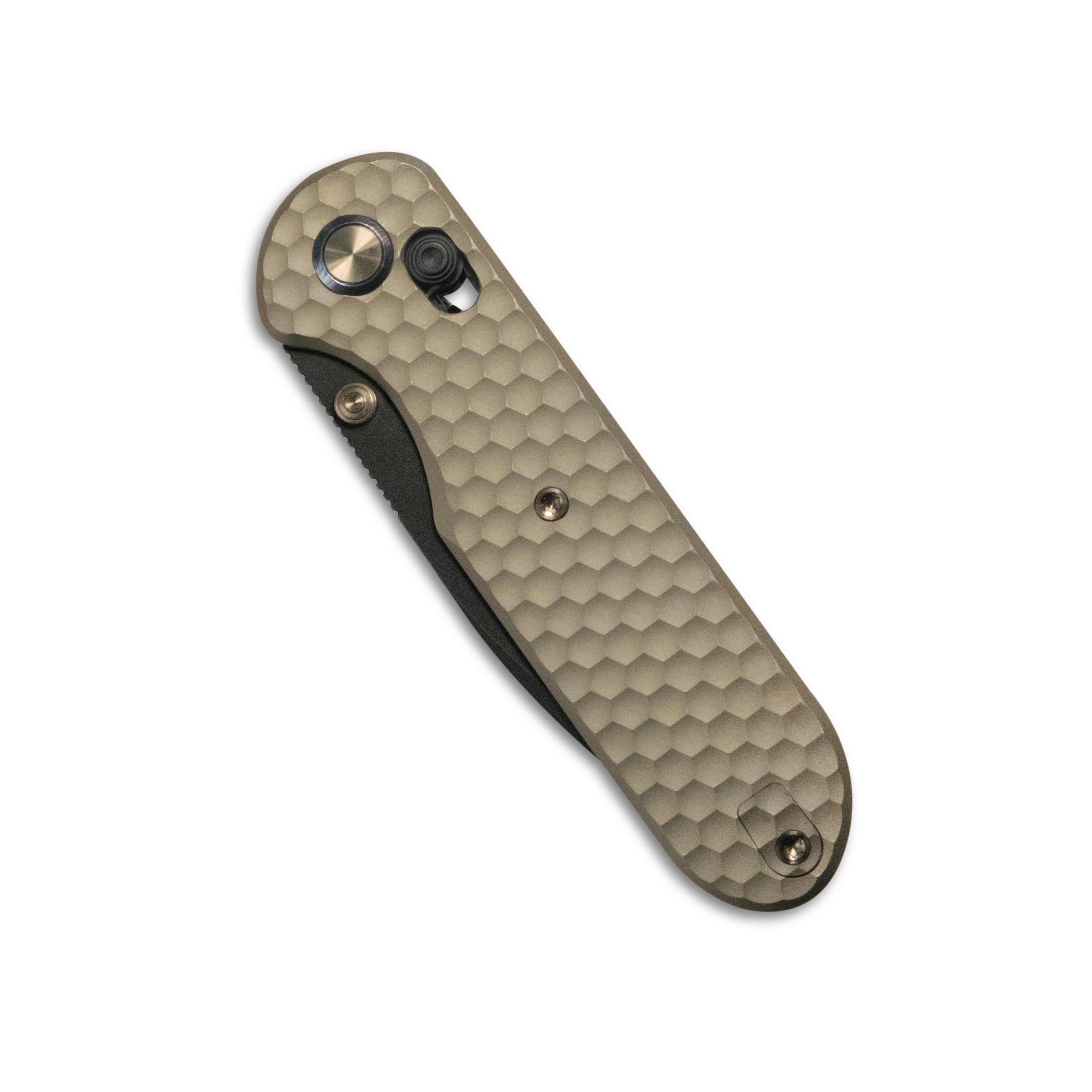 Geo knife Ethereal Cutter Axis Lock Folding Knife Bronze 6AL4V Titanium Handle 3.0" Blackwash Bohler M390 Blade  GEO2402B