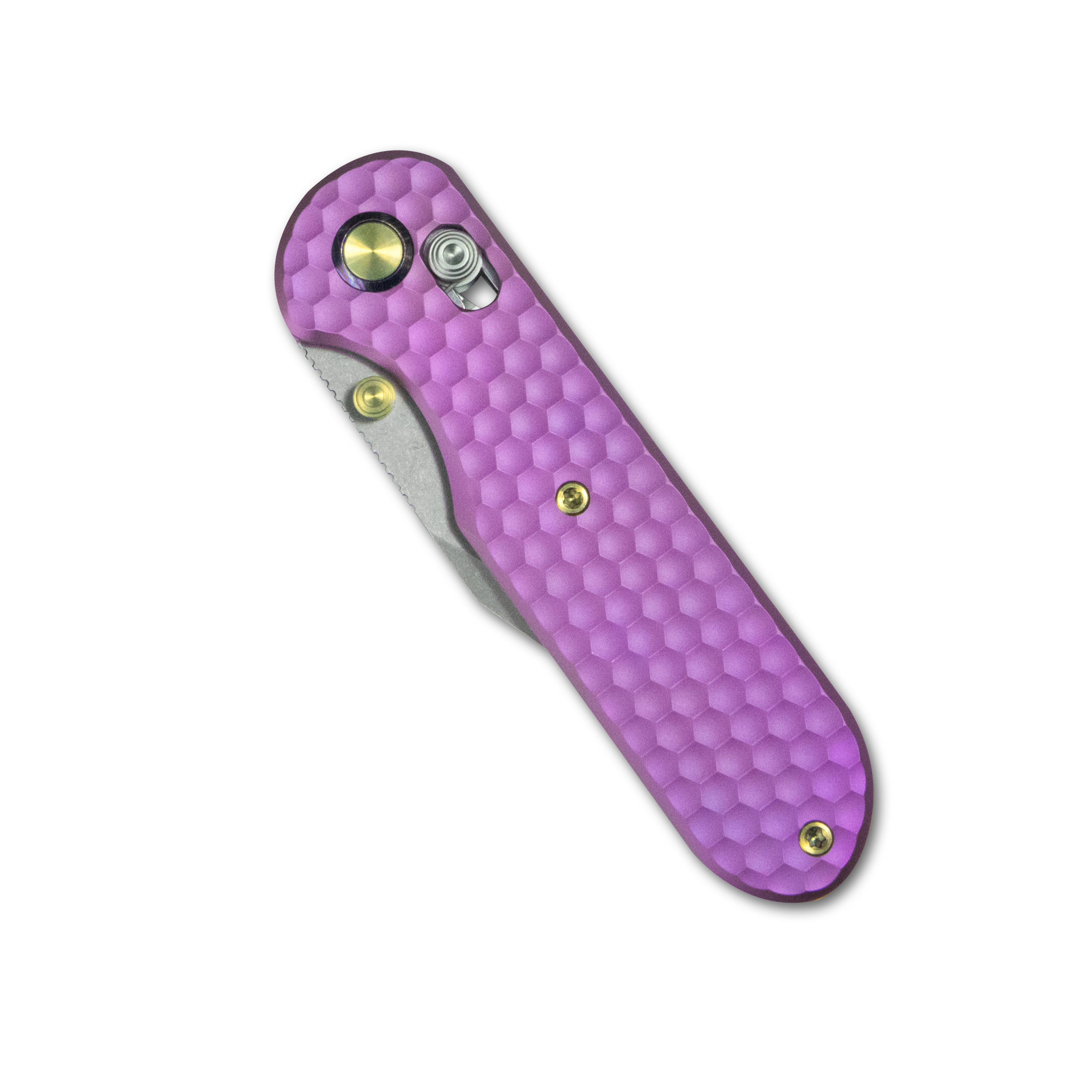 Geo knife Ethereal Cutter Axis lock Folding Knife Purple 6AL4V Titanium Handle 3.0" Stonewash Bohler M390 Blade GEO2401I