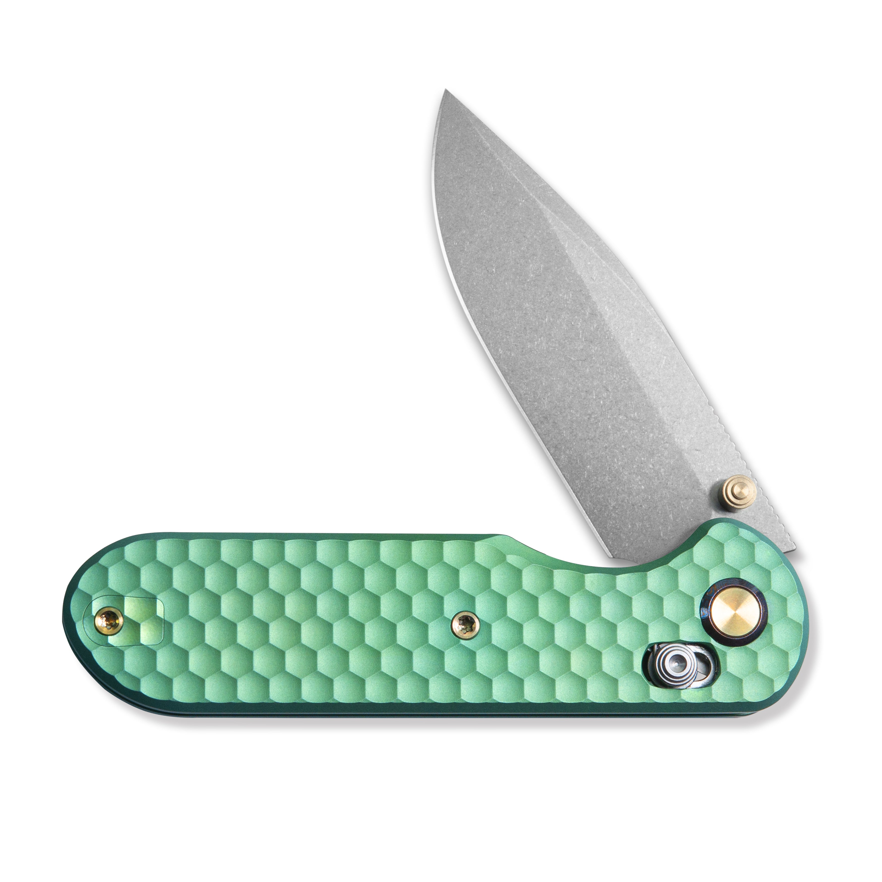 Geo knife Ethereal Cutter Axis lock Folding Knife Green 6AL4V Titanium Handle 3.0" Stonewash Bohler M390 Blade GEO2402H