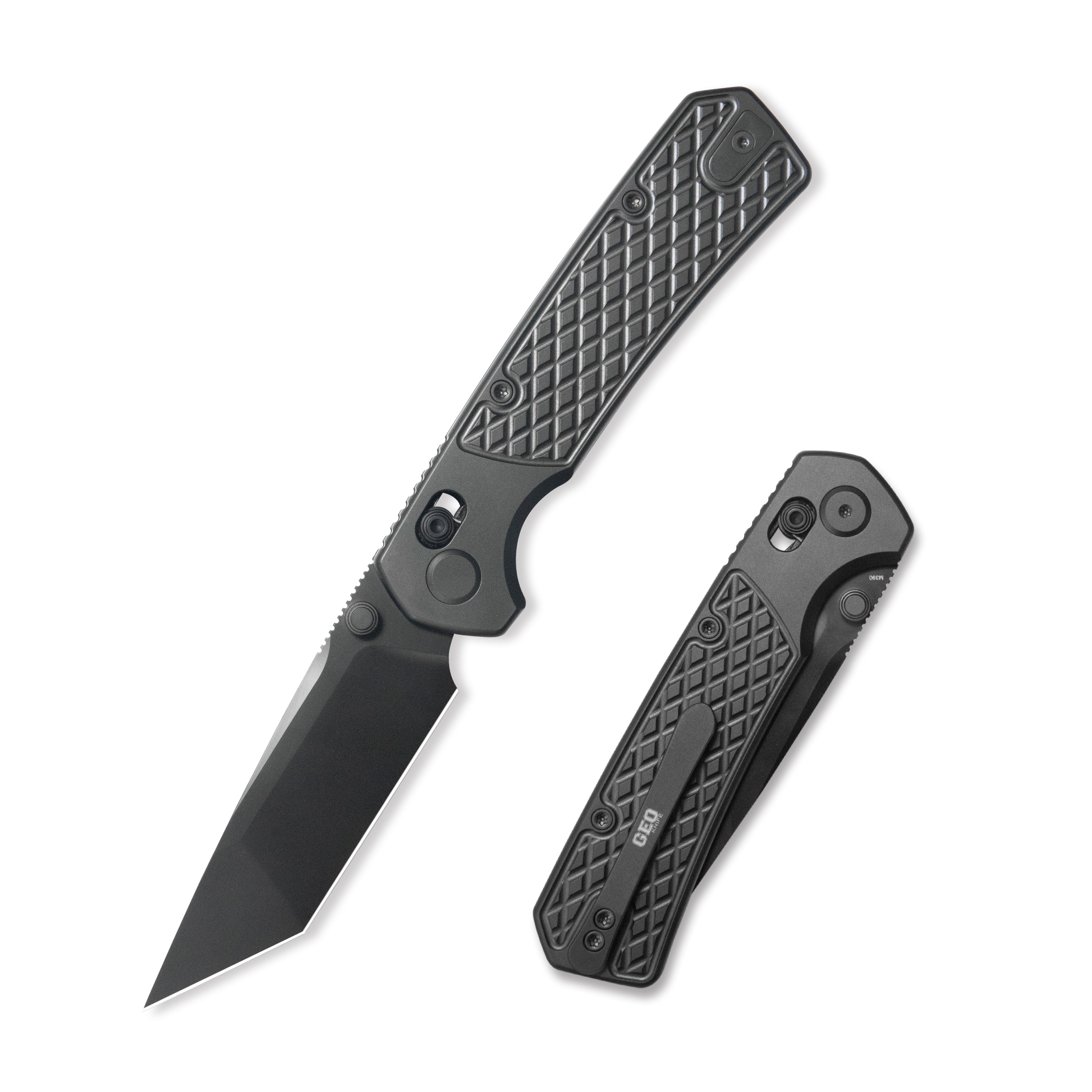 Geo knife Blaze Axis lock Folding Knife Black DLC 6AL4V Titanium Handle 3.3" Black DLC Bohler M390 Blade GEO2503B
